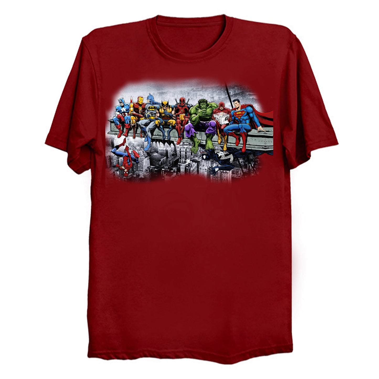 Marvel DC Lunch Atop A Skyscraper (with bg) T-Shirt (various colors)