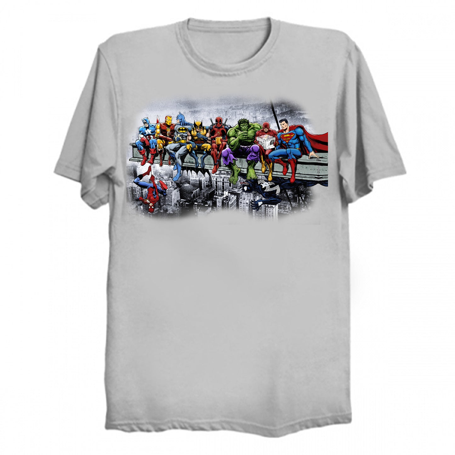 Marvel DC Lunch Atop A Skyscraper (with bg) T-Shirt (various colors)