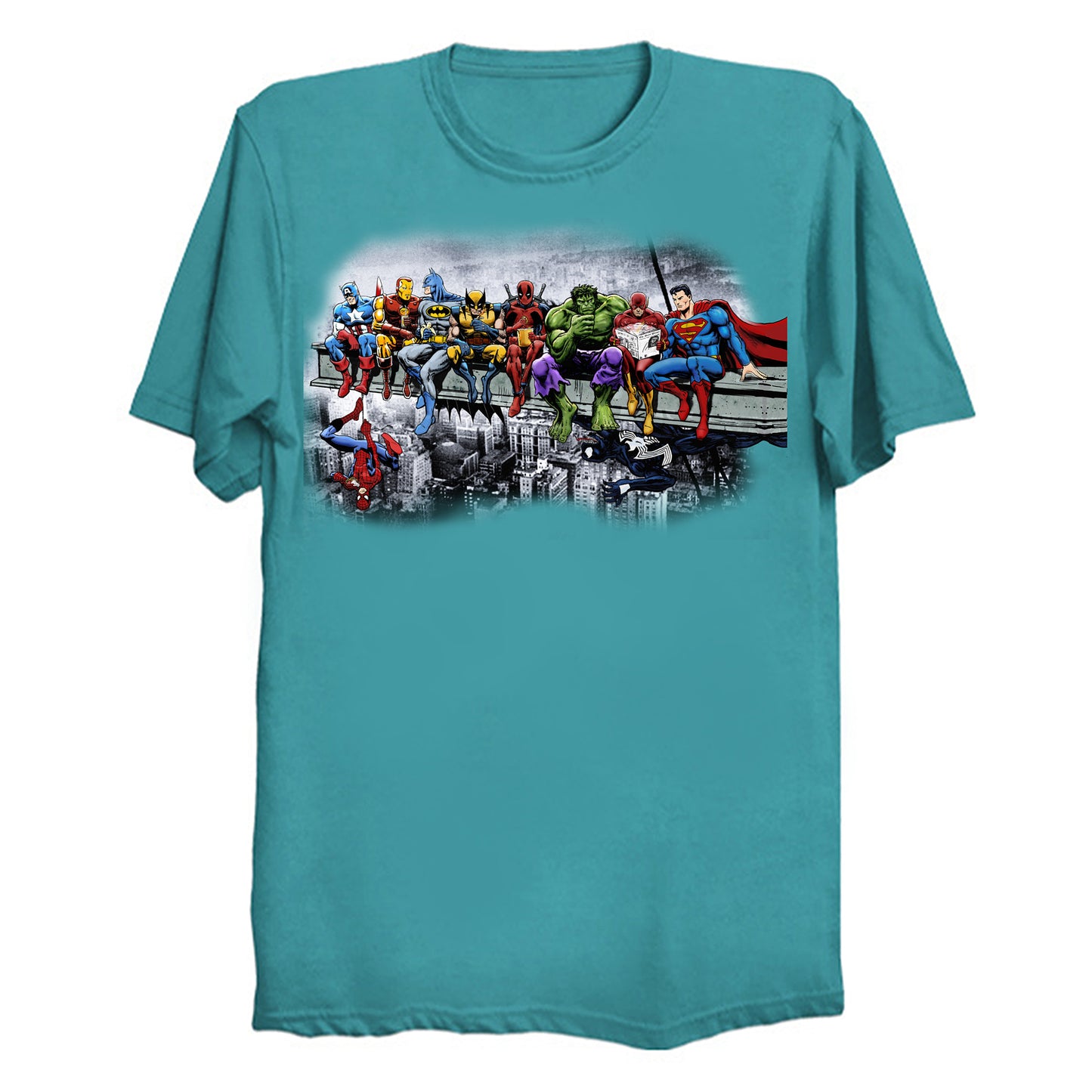 Marvel DC Lunch Atop A Skyscraper (with bg) T-Shirt (various colors)