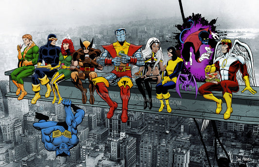 Marvel X-Men (Byrne style) Lunch Atop A Skyscraper- Mounted Canvas