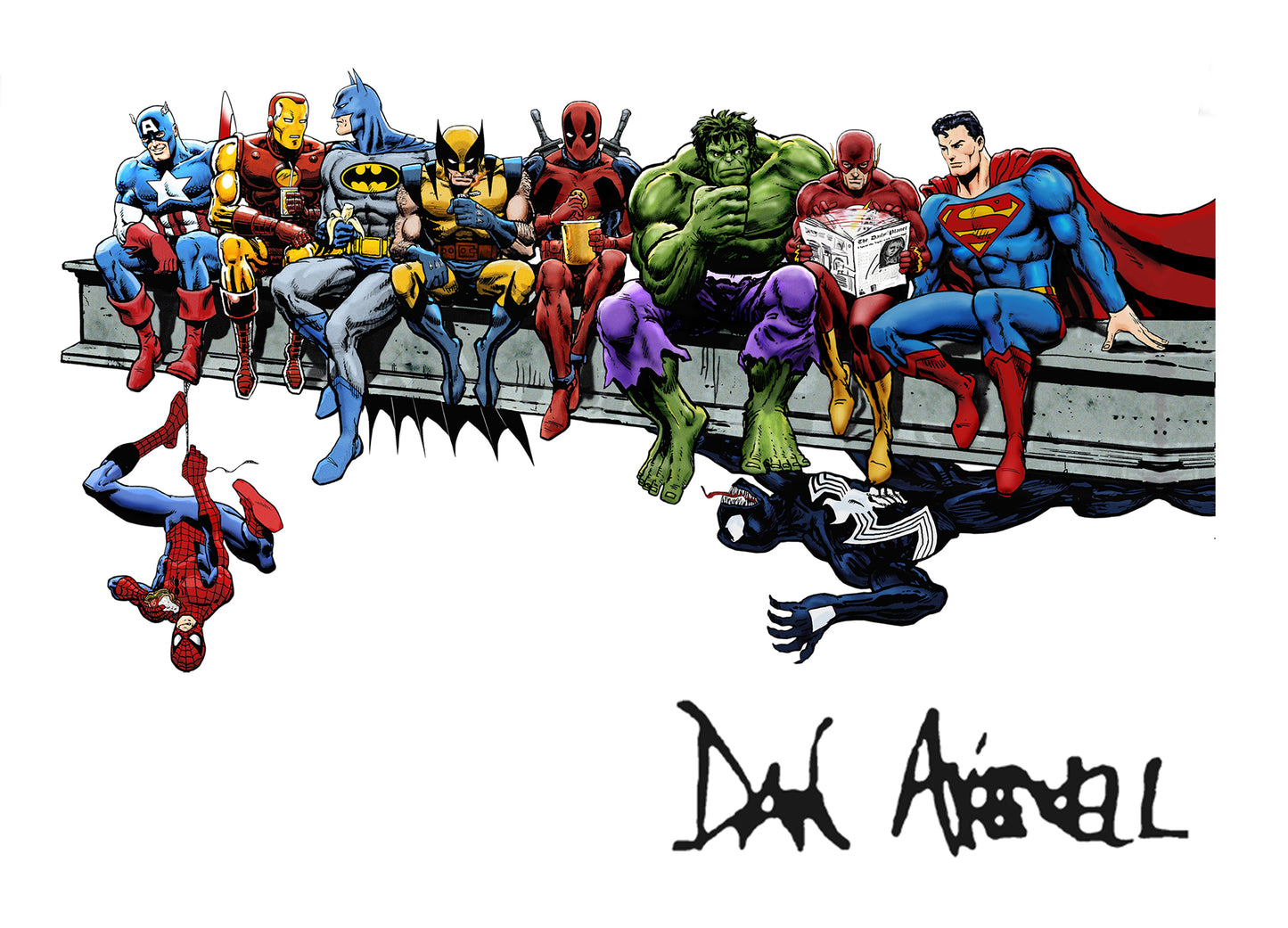 Marvel DC Lunch Atop A Skyscraper (no bg) T-Shirt (various colors)