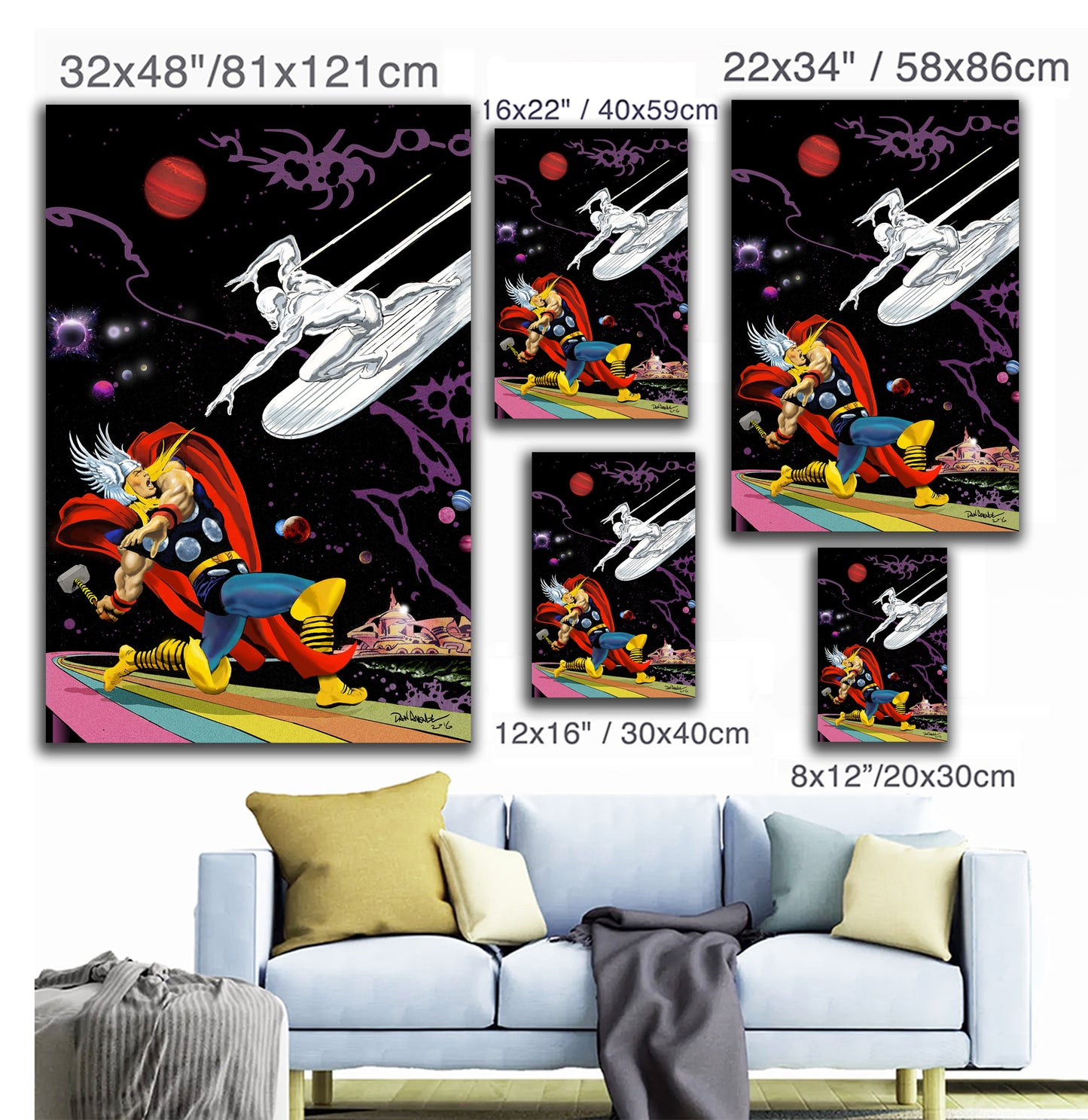 Marvel: Thor vs Silver Surfer - Mounted Canvas