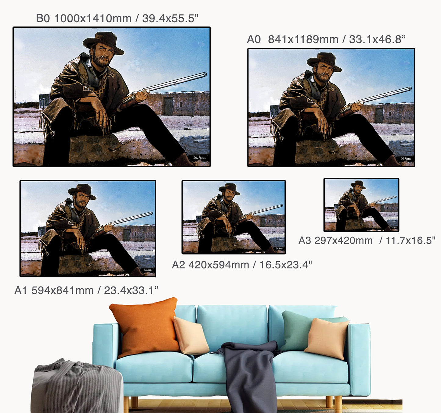 Clint Eastwood - The Man With No Name -Art Print/Poster