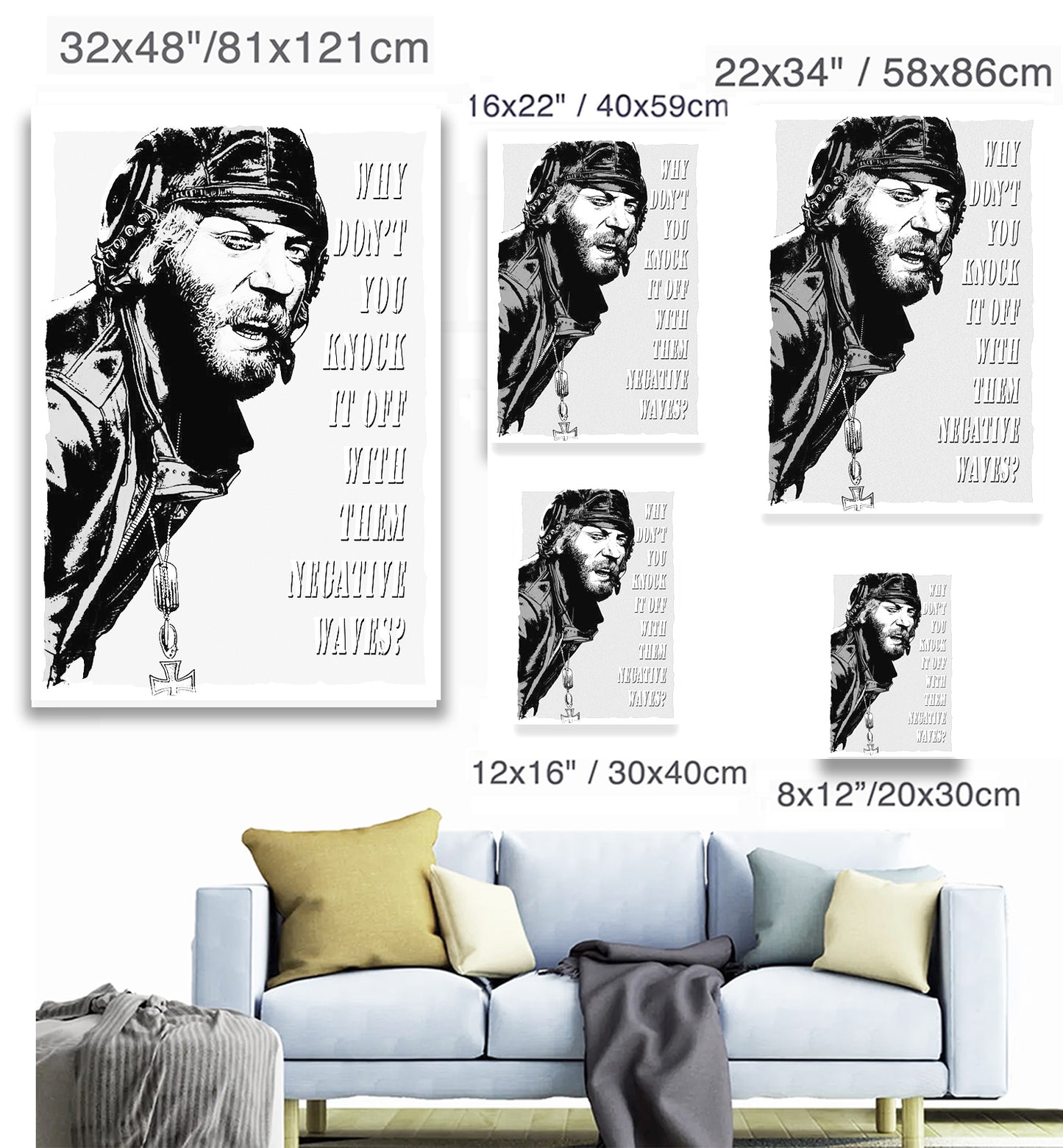 Kelly's Heroes - Oddball Says b/w - Mounted Canvas (various sizes)