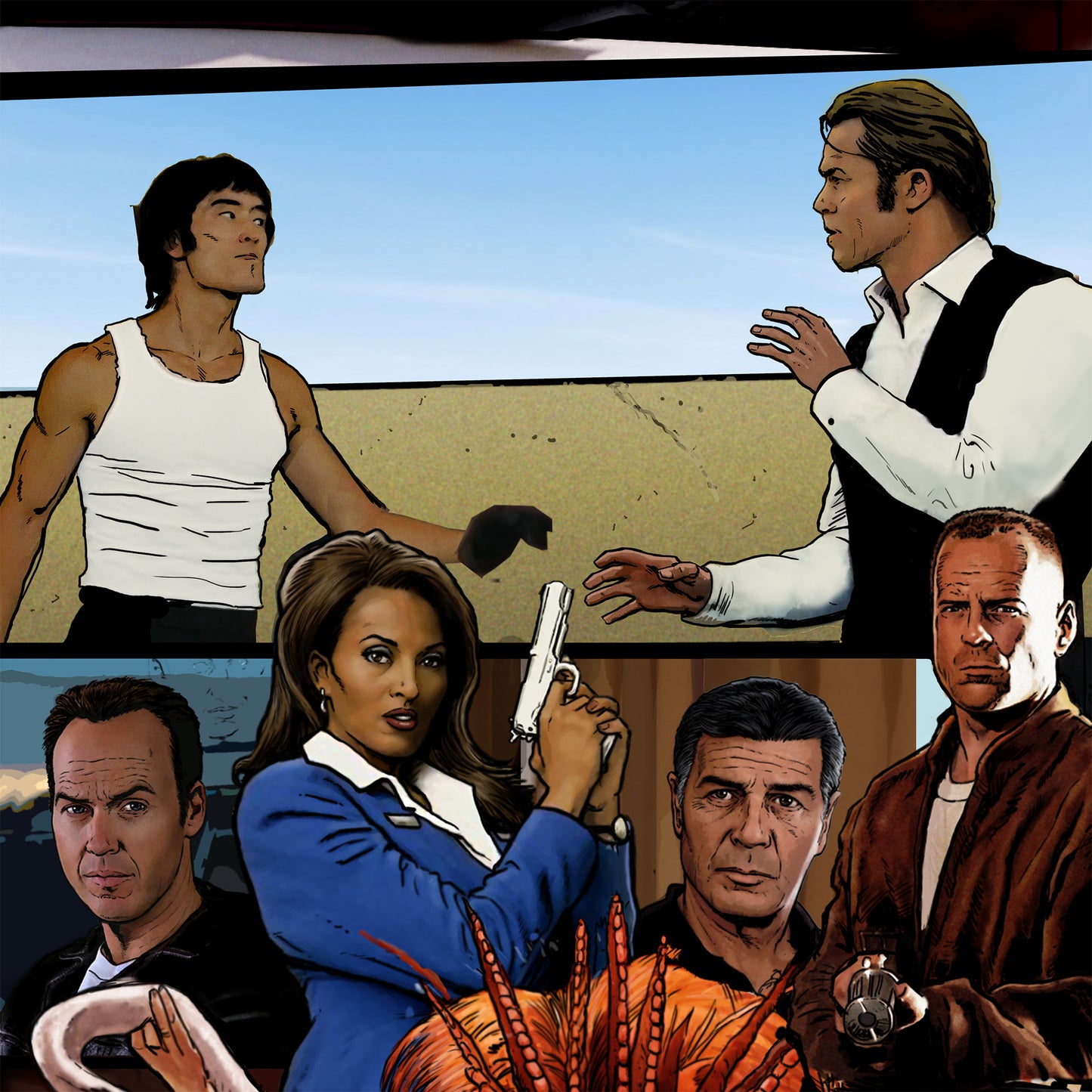 Tarantino Montage -The Tarantinoverse - Mounted Canvas
