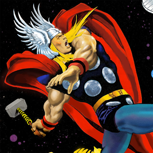 Marvel: Thor vs Silver Surfer - Mounted Canvas