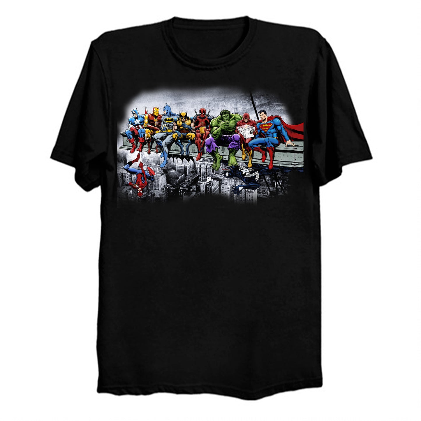 Marvel DC Lunch Atop A Skyscraper (with bg)  T-Shirt  (various colors)