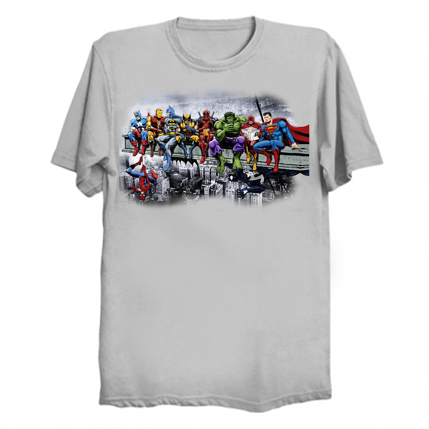 Marvel DC Lunch Atop A Skyscraper (with bg)  T-Shirt  (various colors)