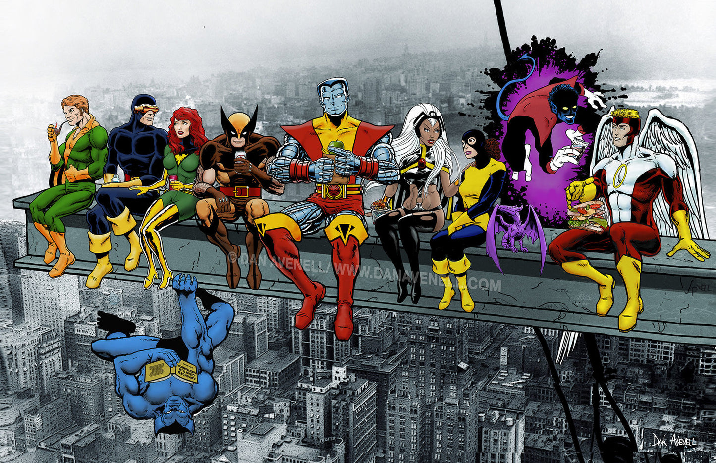 Marvel X-Men (Byrne style) Lunch Atop A Skyscraper- Mounted Canvas