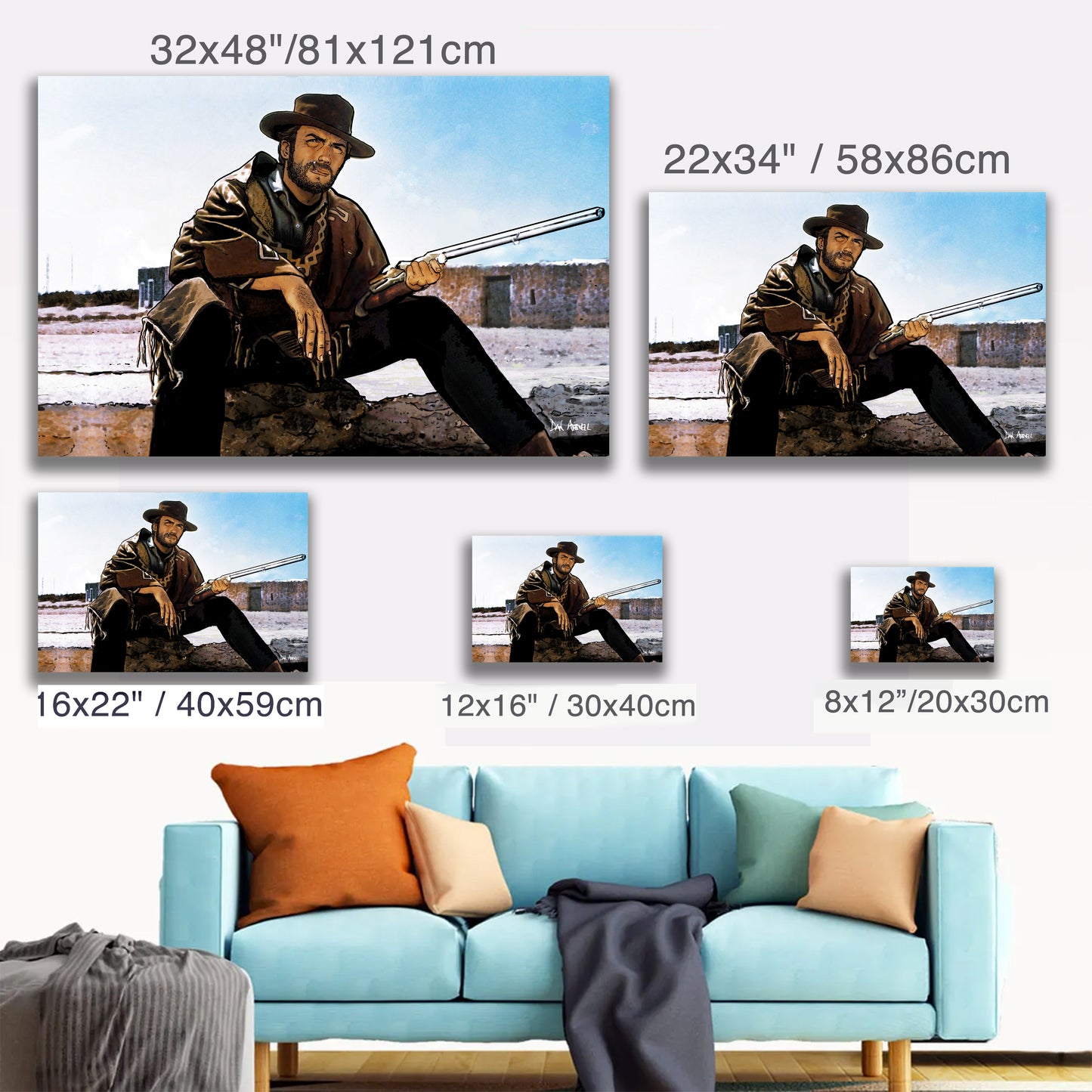 Clint Eastwood - The Man With No Name - Mounted Canvas (various sizes)