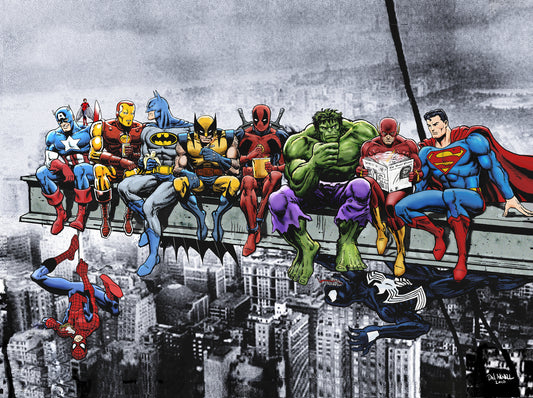 Marvel and DC Superheroes Lunch Atop A Skyscraper - Digital Download