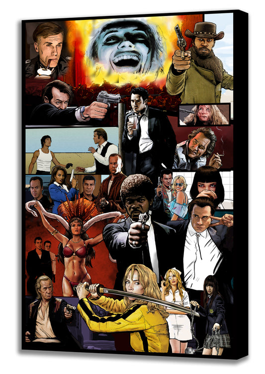 Tarantino Montage -The Tarantinoverse - Mounted Canvas