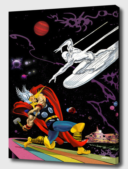 Marvel: Thor vs Silver Surfer - Mounted Canvas