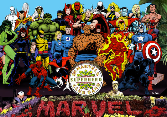 Sgt Marvel's Superhero Club Band -Art Print/Poster